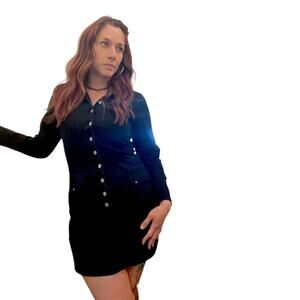 Y2K Vintage Black Denim Mini Dress size Medium